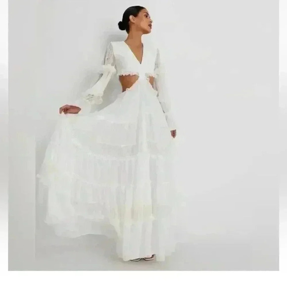 New PatBo LACE TRIM MAXI DRESS VEL20156US NWT Size 0 Retails $895 - Picture 1 of 5